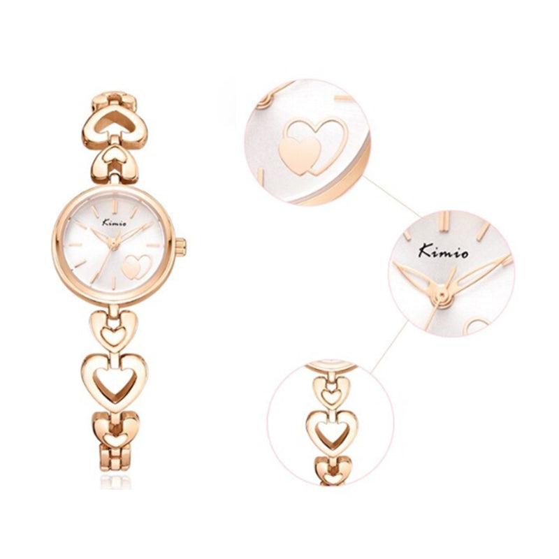 Infinity Love Heart Pattern with Hollow Strap Bracelet Quartz Watches