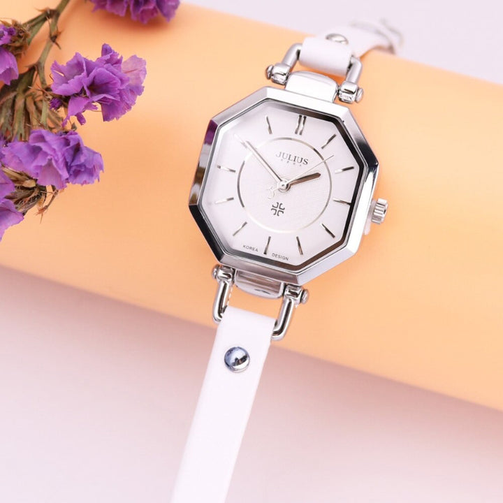 High-class Octagonal Case Women's Quartz Watches with Vegan Leather Watchband