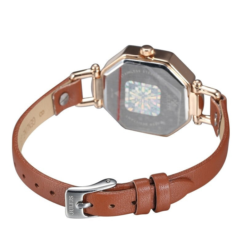 High-class Octagonal Case Women's Quartz Watches with Vegan Leather Watchband