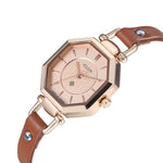 High-class Octagonal Case Women's Quartz Watches with Vegan Leather Watchband