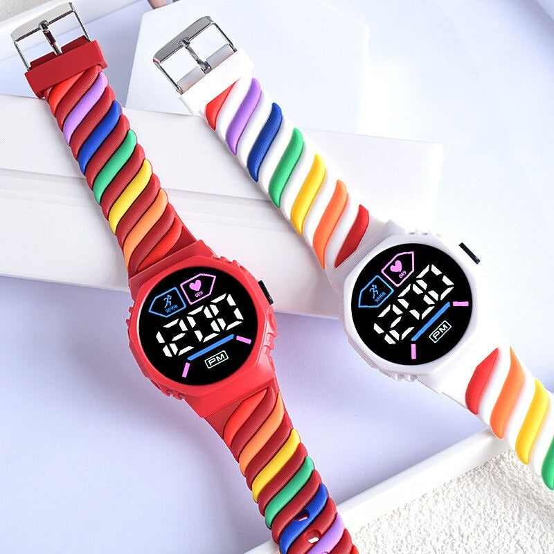 Colorful Rainbow Silicone Strap Children's Digital Watches