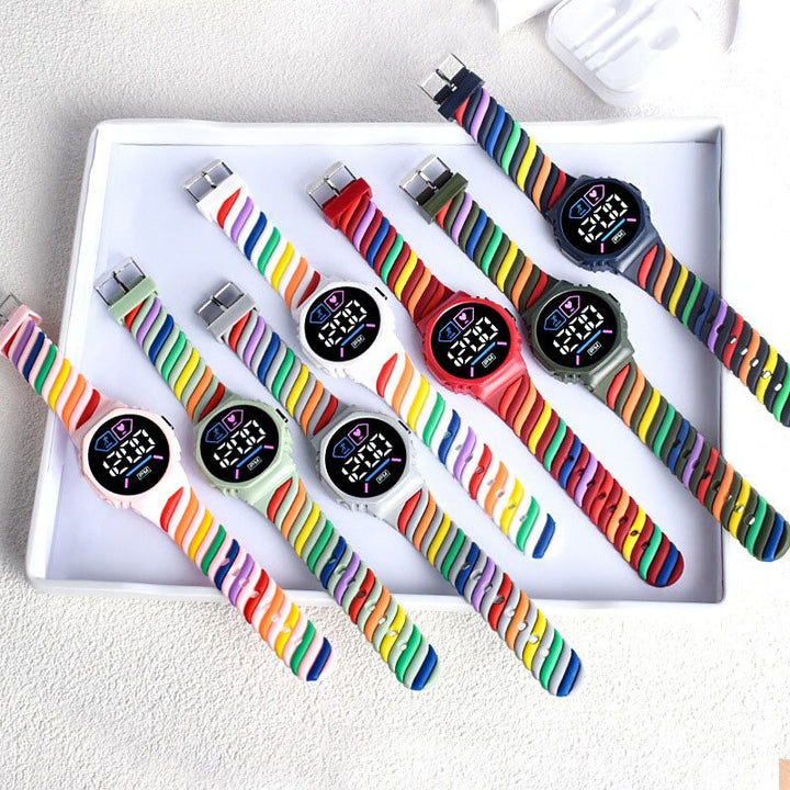 Colorful Rainbow Silicone Strap Children's Digital Watches