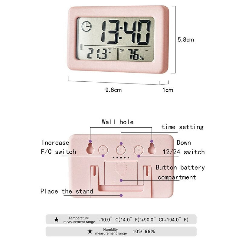 Thin and Convenient Digital LED Wall Clock with Humidity Display