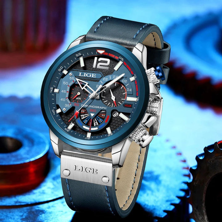 Leisure and Sports Trend with Superior Vegan Leather Strap Chronograph Quartz Watches