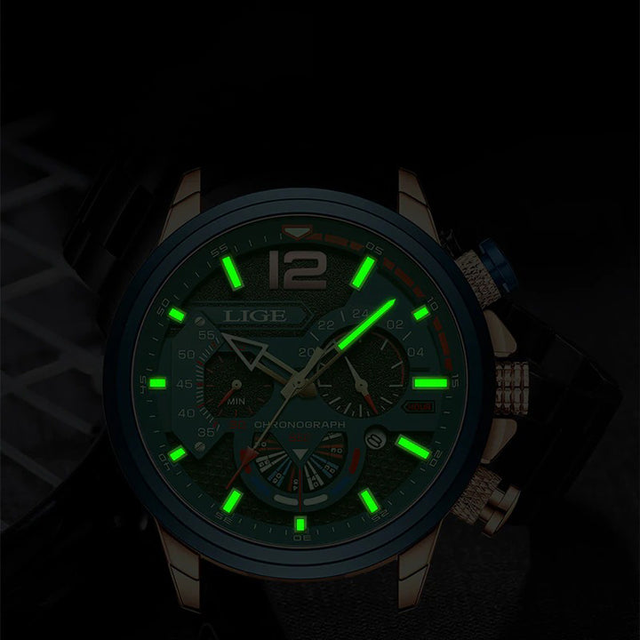 Leisure and Sports Trend with Superior Vegan Leather Strap Chronograph Quartz Watches