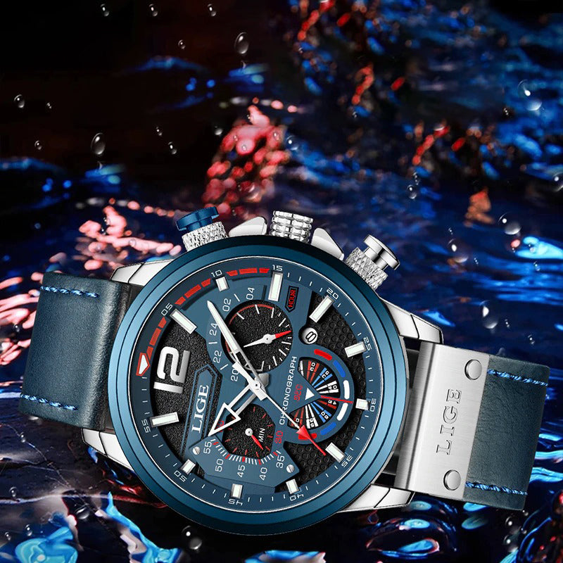 Leisure and Sports Trend with Superior Vegan Leather Strap Chronograph Quartz Watches