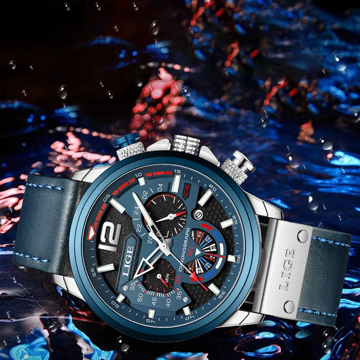 Leisure and Sports Trend with Superior Vegan Leather Strap Chronograph Quartz Watches