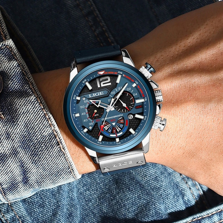 Leisure and Sports Trend with Superior Vegan Leather Strap Chronograph Quartz Watches