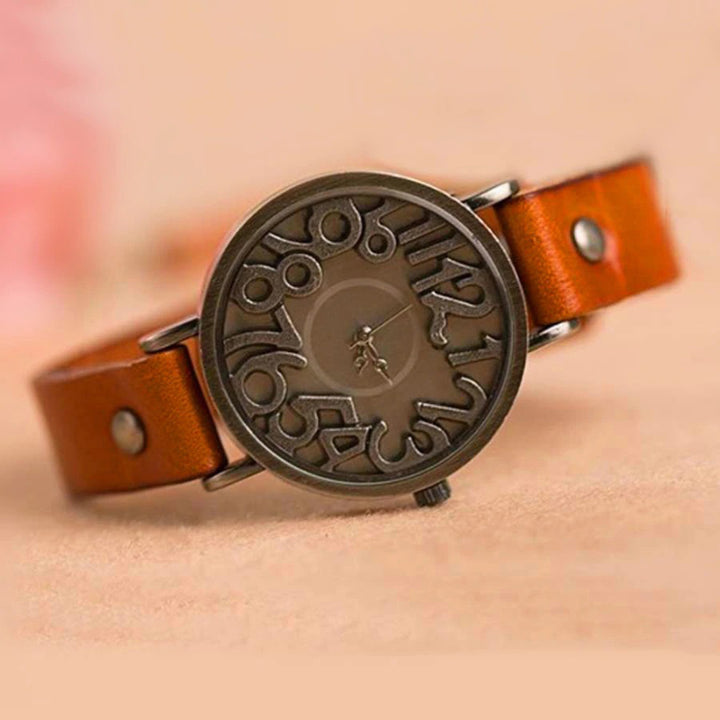 Classic Large Hollow Numbers Dial with Vegan Leather Strap Quartz Watches