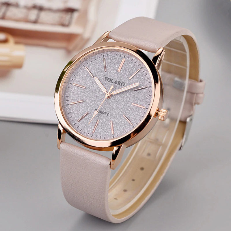 Brilliant Starry Sky Round Simple Dial with Vegan Leather Band Quartz Watches