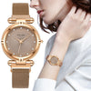 Casual Rhinestone Dial with Magnetic Buckle Steel Mesh Strap Watches