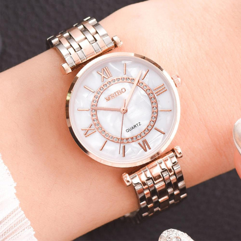 Intricate Rhinestone Studded Roman Numeral Dial Quartz Watches