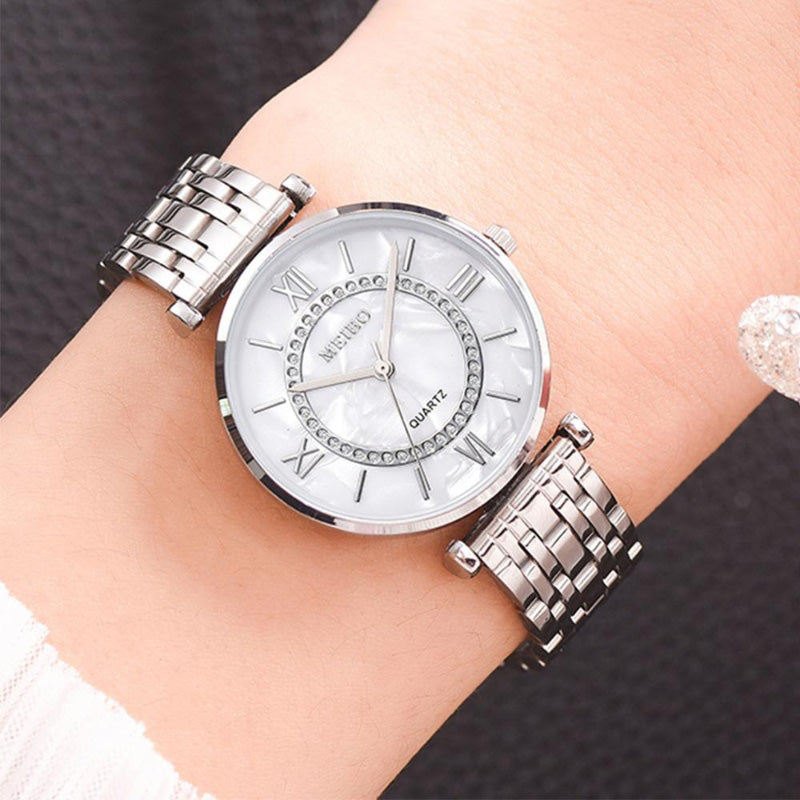 Intricate Rhinestone Studded Roman Numeral Dial Quartz Watches