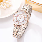 Intricate Rhinestone Studded Roman Numeral Dial Quartz Watches