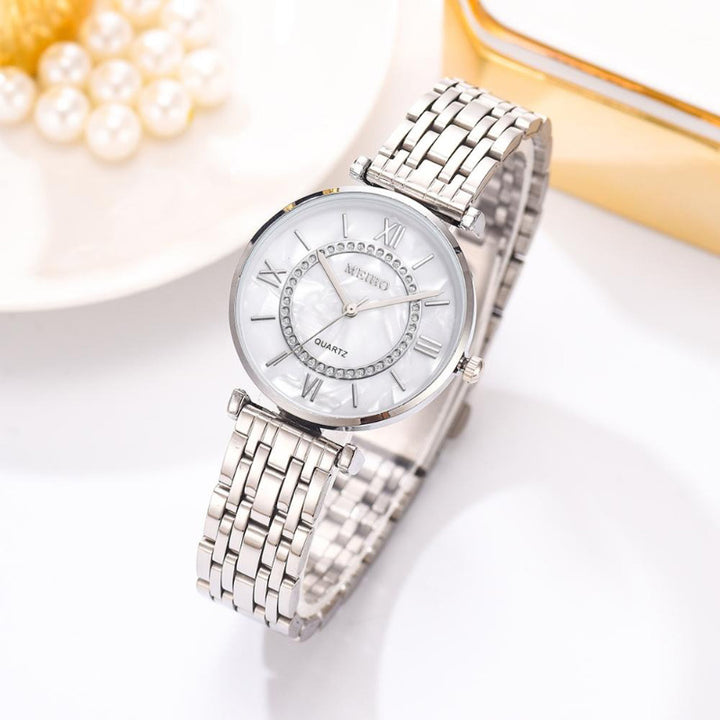 Intricate Rhinestone Studded Roman Numeral Dial Quartz Watches