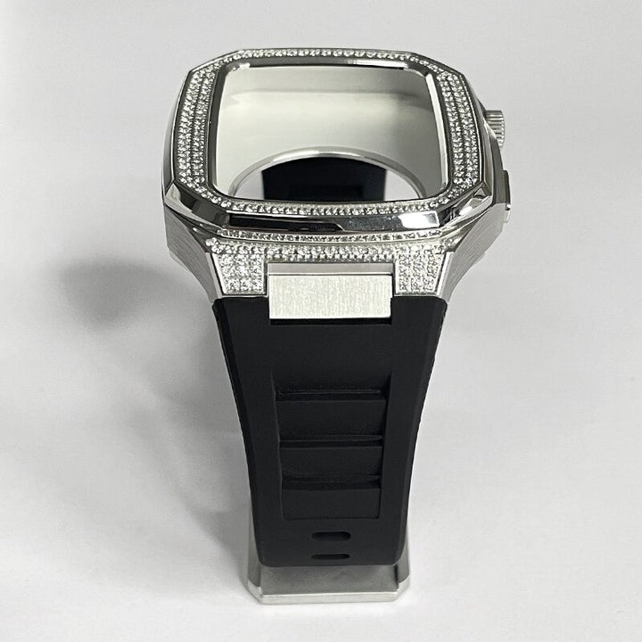 Rhinestone-studded Case with Rubber Strap Mod Kit for Apple Watches