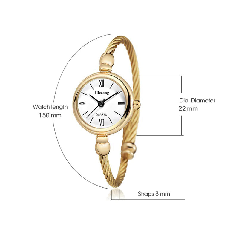 Stainless Steel Retro Small Round Case Bangle Bracelet Quartz Watches