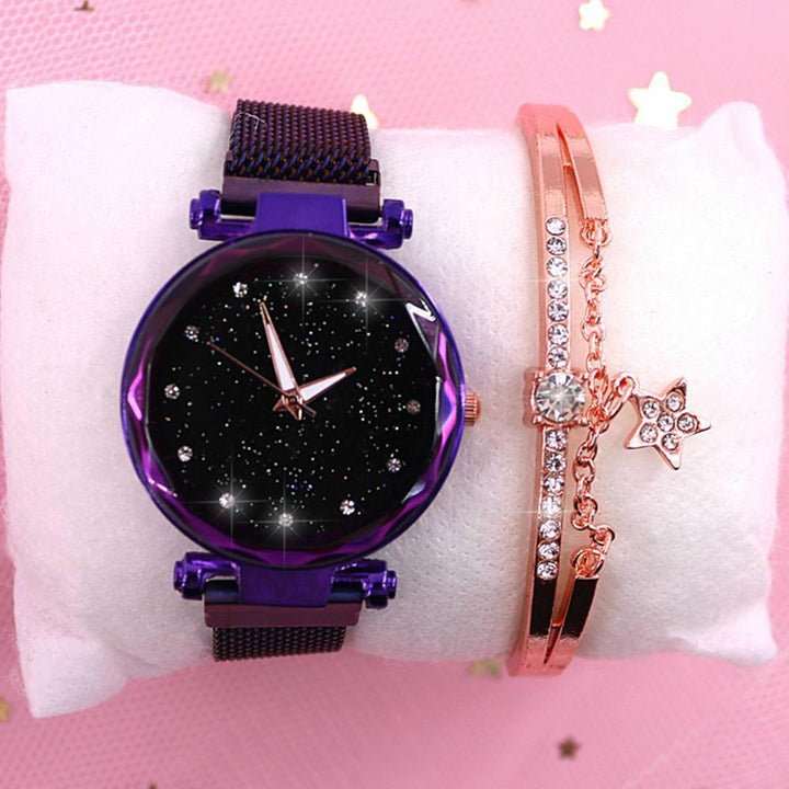 Luxury Watches For Women - Starry Night Women's Watch With Bejeweled Bangle