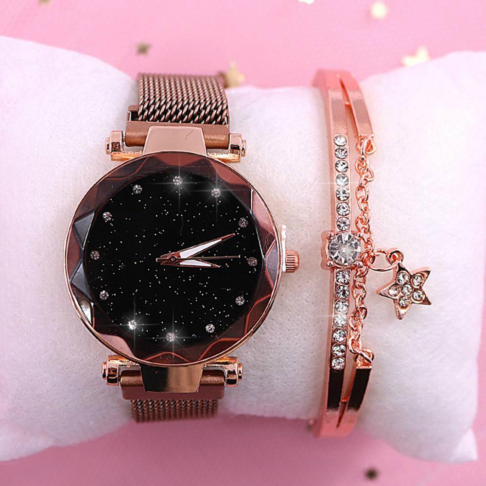 Luxury Watches For Women - Starry Night Women's Watch With Bejeweled Bangle