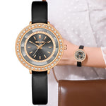 Elegant Rhinestone Adorned Round Dial Quartz Watches