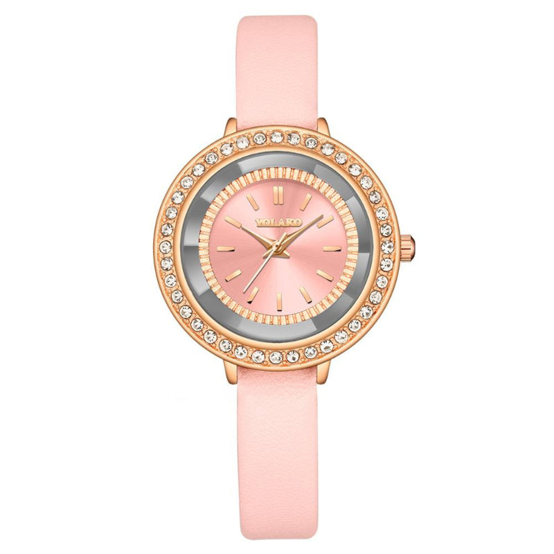 Elegant Rhinestone Adorned Round Dial Quartz Watches