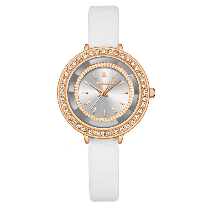 Elegant Rhinestone Adorned Round Dial Quartz Watches