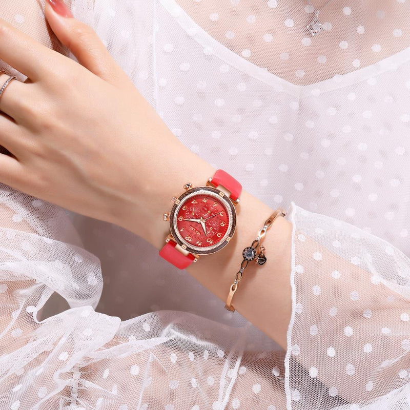 Luxurious Chronograph Dial Display Quartz Watch for Women