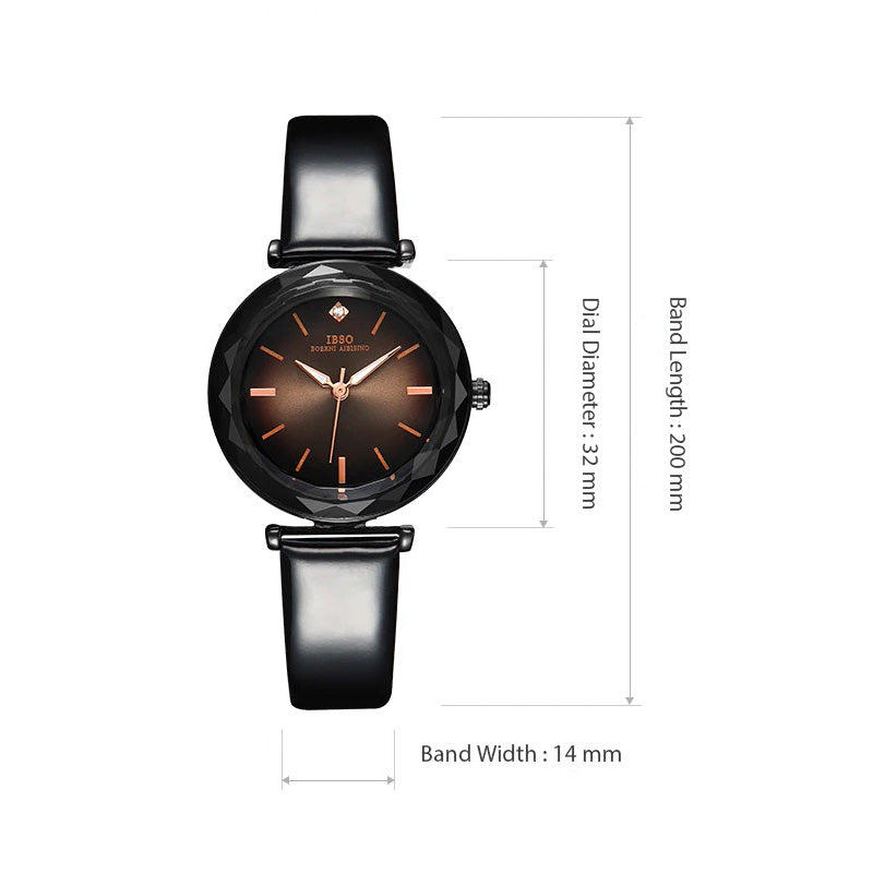 Trendy Fashion Glass Design with Vegan Leather Strap Quartz Watches