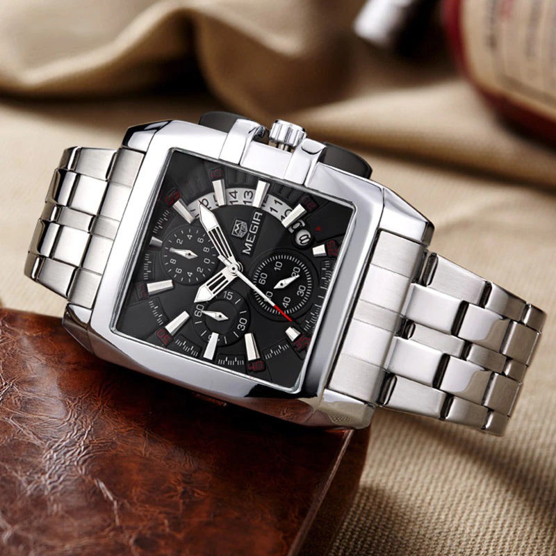 Multi-Functional Square Case Business and Sports Chronograph Watches