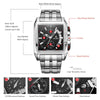 Multi-Functional Square Case Business and Sports Chronograph Watches