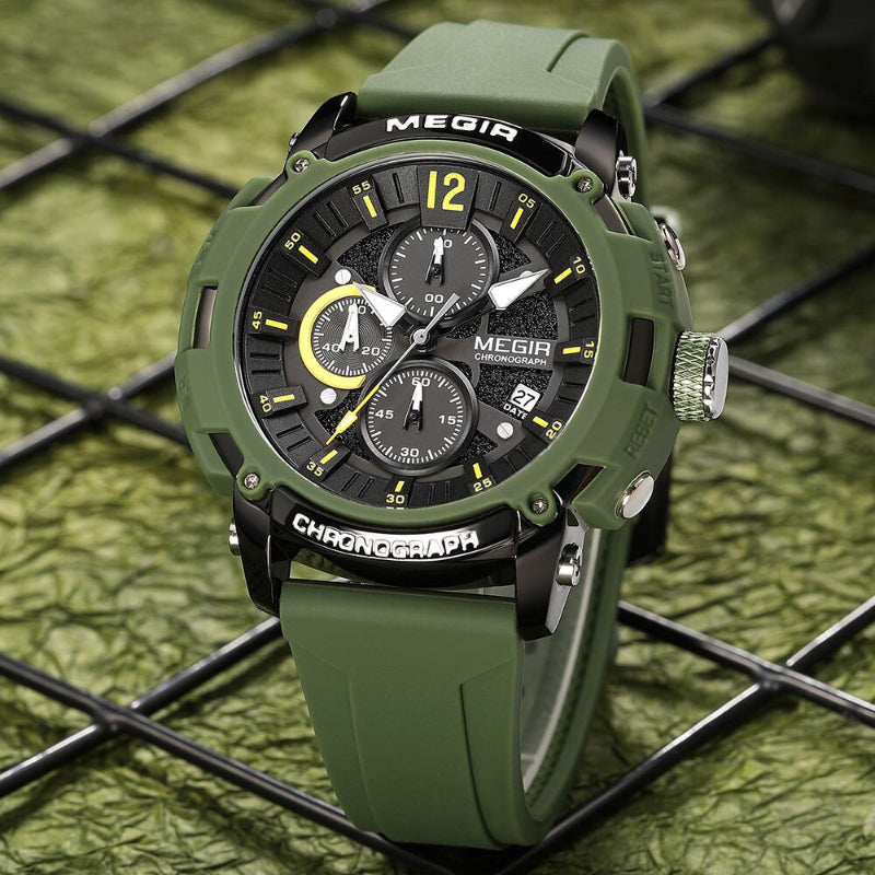 Luminous Hands Silicone Strap Military Sport Chronograph Watches