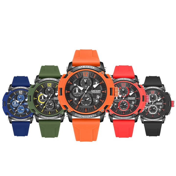 Luminous Hands Silicone Strap Military Sport Chronograph Watches