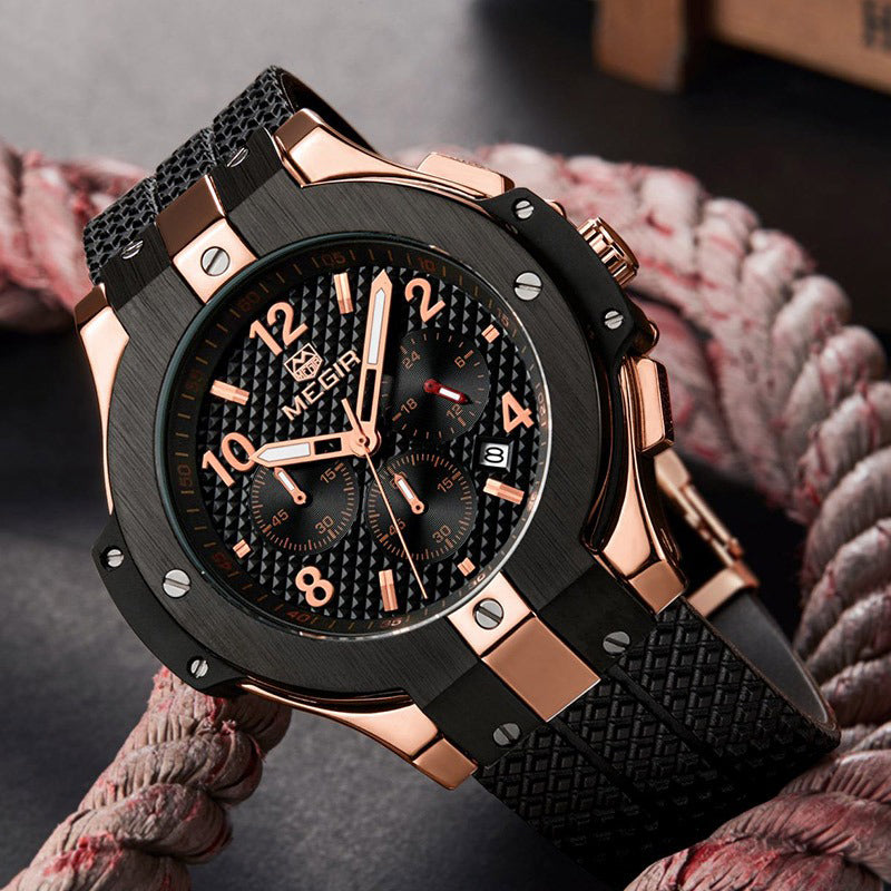 High-Fashion Luminous Silicone Strap Chronograph Watches