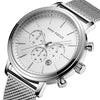 Water-resistant Thin Mesh Strap Minimalist Chronograph Quartz Watch