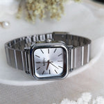 Classic Stainless Steel Numberless Square Case Quartz Watches