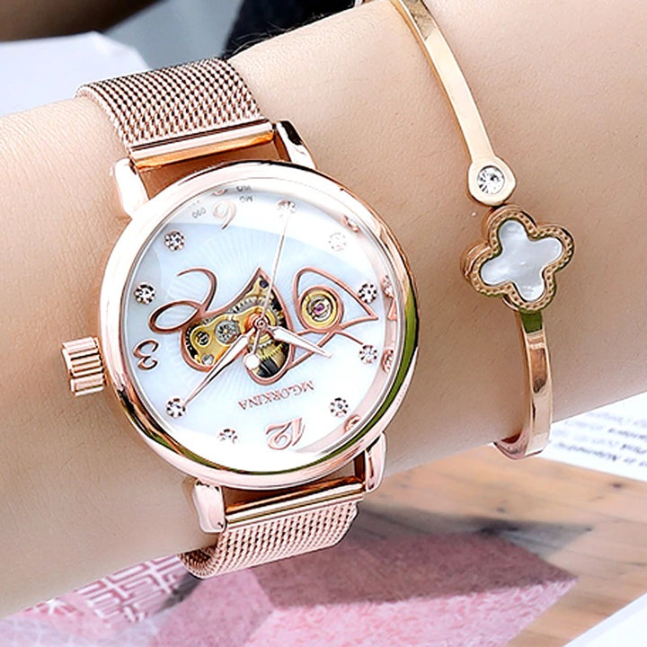 Fashion Love Heart Dial Automatic Self-Winding Luminous Watches