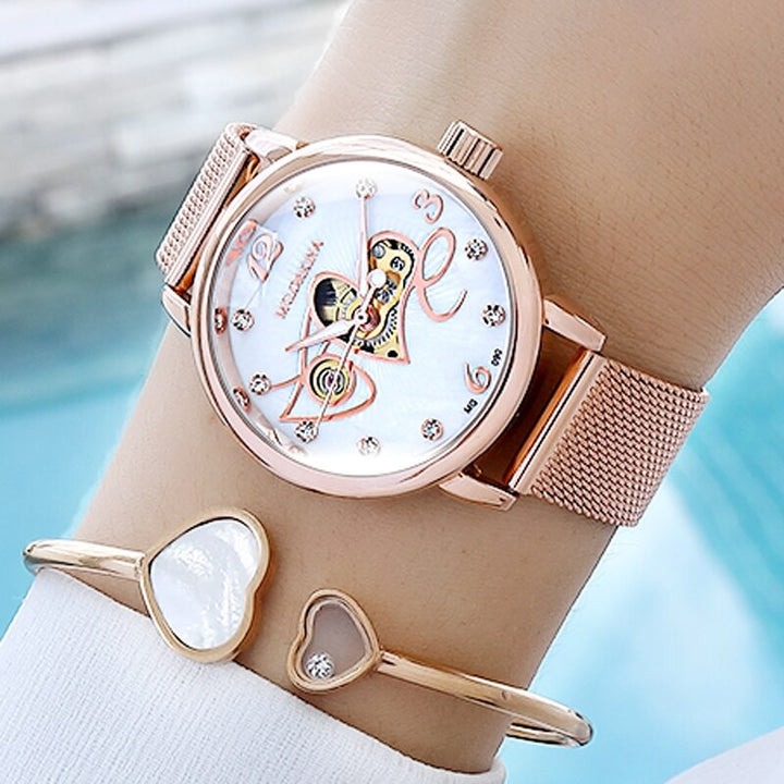 Fashion Love Heart Dial Automatic Self-Winding Luminous Watches