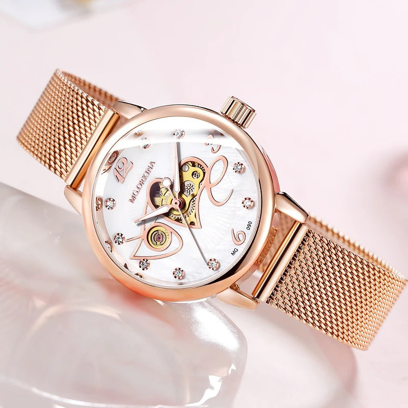 Fashion Love Heart Dial Automatic Self-Winding Luminous Watches