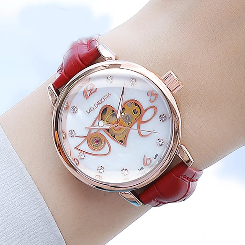 Fashion Love Heart Dial Automatic Self-Winding Luminous Watches