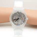 Casual Feather Dial Accent with Silicone Strap Quartz Watches