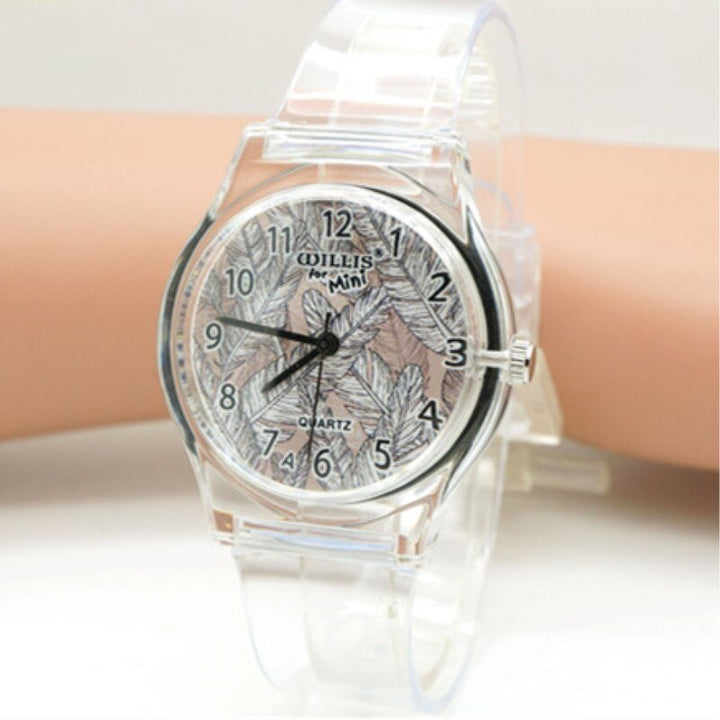 Casual Feather Dial Accent with Silicone Strap Quartz Watches