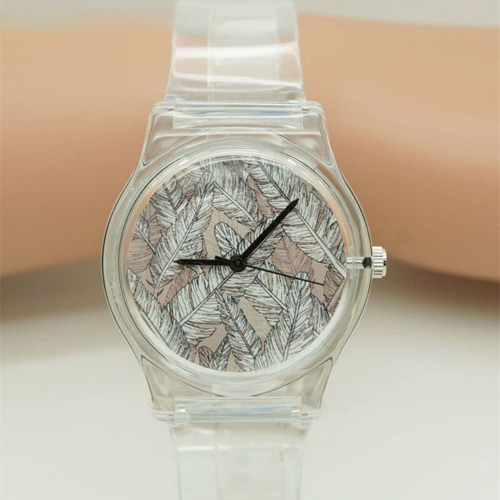 Casual Feather Dial Accent with Silicone Strap Quartz Watches