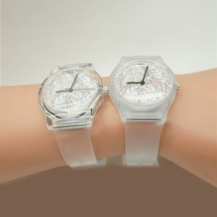 Casual Feather Dial Accent with Silicone Strap Quartz Watches