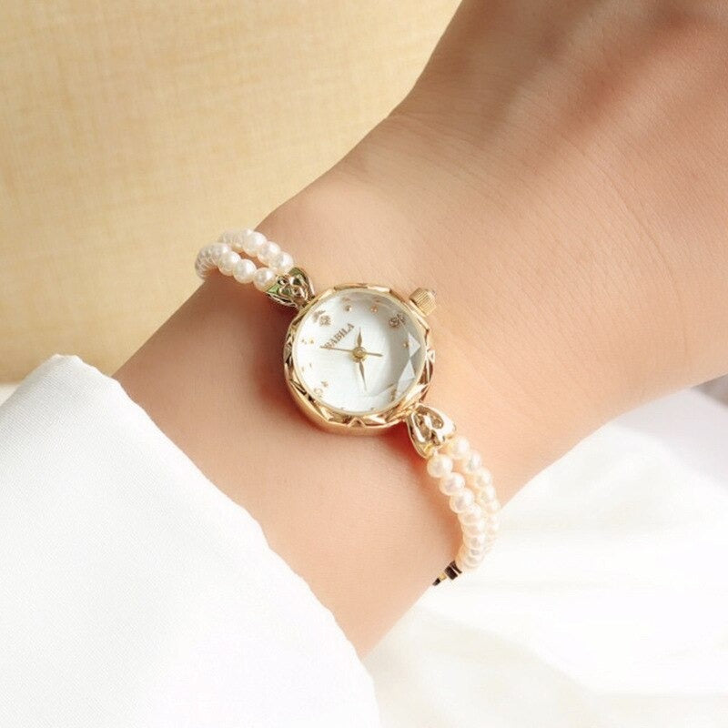 Wondrous Pearl Studded Bracelet Quartz Watches