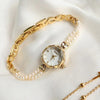 Wondrous Pearl Studded Bracelet Quartz Watches
