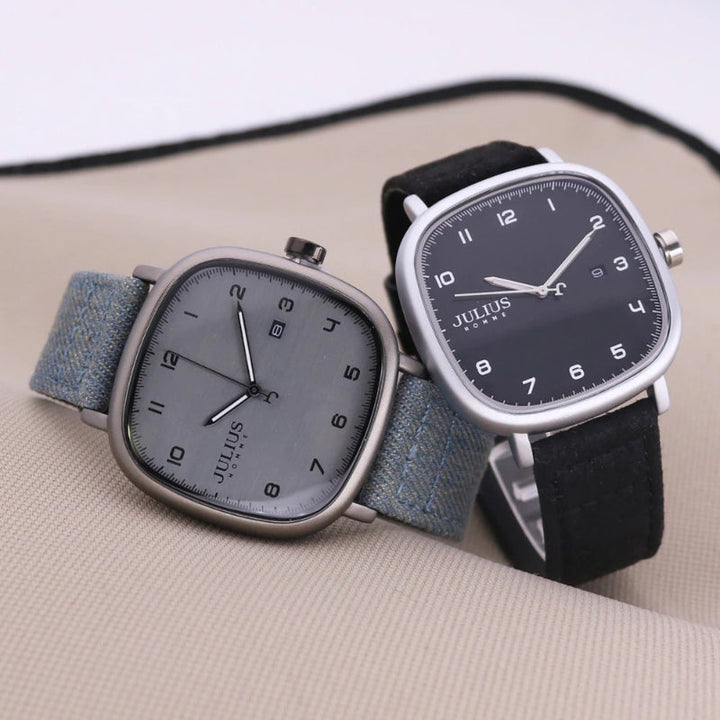 Luxury Sports Trend Large Square Case with Tough Vegan Leather Strap Quartz Watches