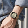 Luxury Sports Trend Large Square Case with Tough Vegan Leather Strap Quartz Watches