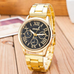 Shiny Stainless Steel Roman Numeral Dial Quartz Watches