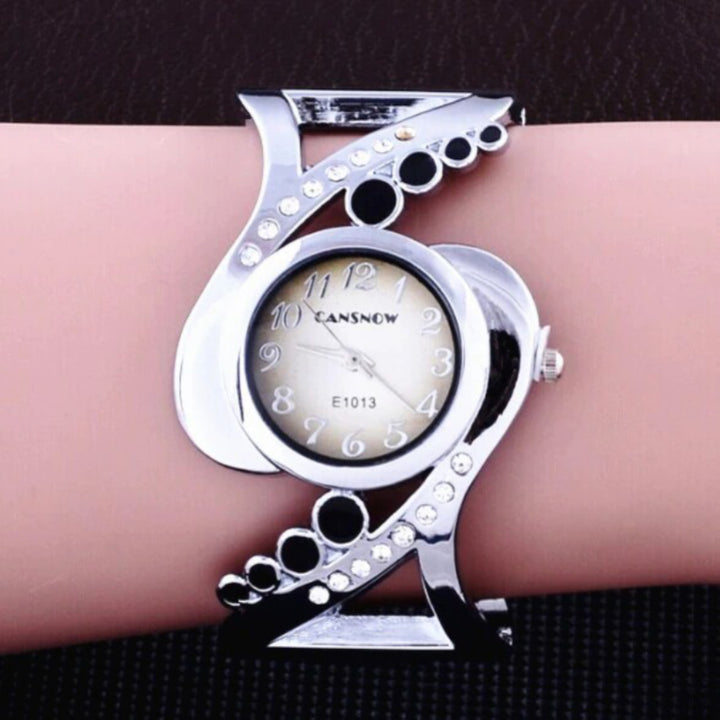 Unique Fashion Style with Rhinestone Embellished Bangle Bracelet Quartz Watches