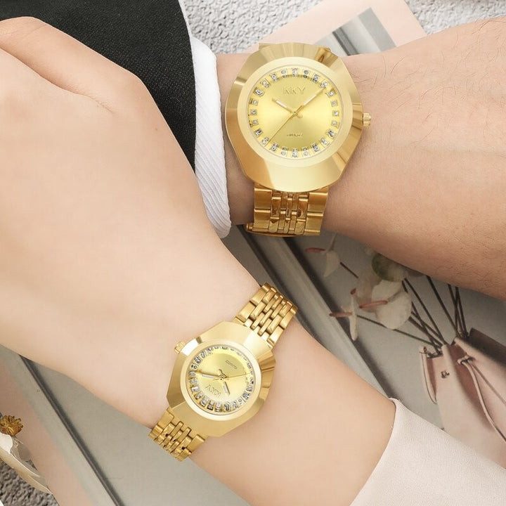 Full Steel Luxurious Couple's Classic Style Quartz Watches